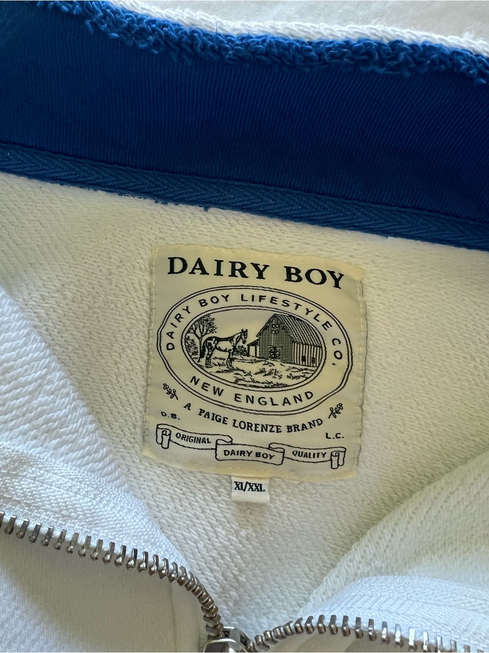 Dairy Boy Nantucket Charters White & Blue Half-Zip Sweatshirt - Picture 3 of 3